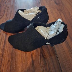 Style & Co Black Ankle Booties with Knit Fabric